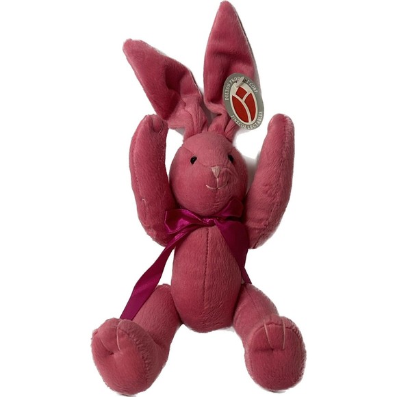 Delton Product Corp Bunny Rabbit Pink Plush Posable Stuffed Animal Easter 14” - Picture 7 of 8